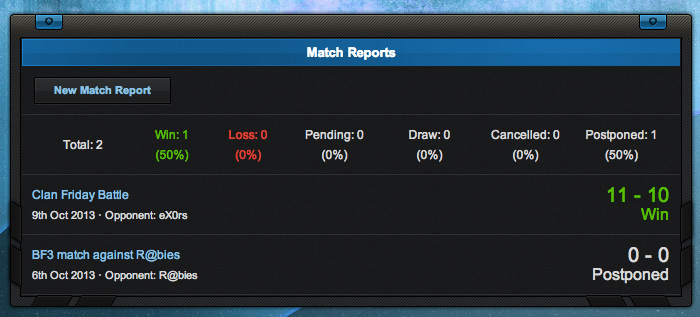 Match Reporting